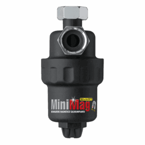 Dettaglio frontale del compatto defangatore magnetico Gel Minimag Smart Eco nero con attacchi orientabili