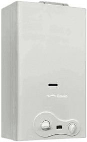 Vista frontale dello scaldabagno murale Savio Savino A a camera aperta