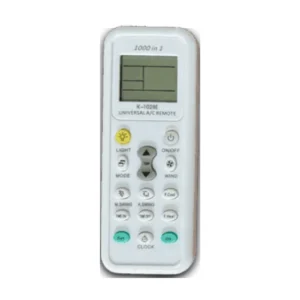 Vista frontale del pratico telecomando condizionatore universale modello K-1028E con display LCD